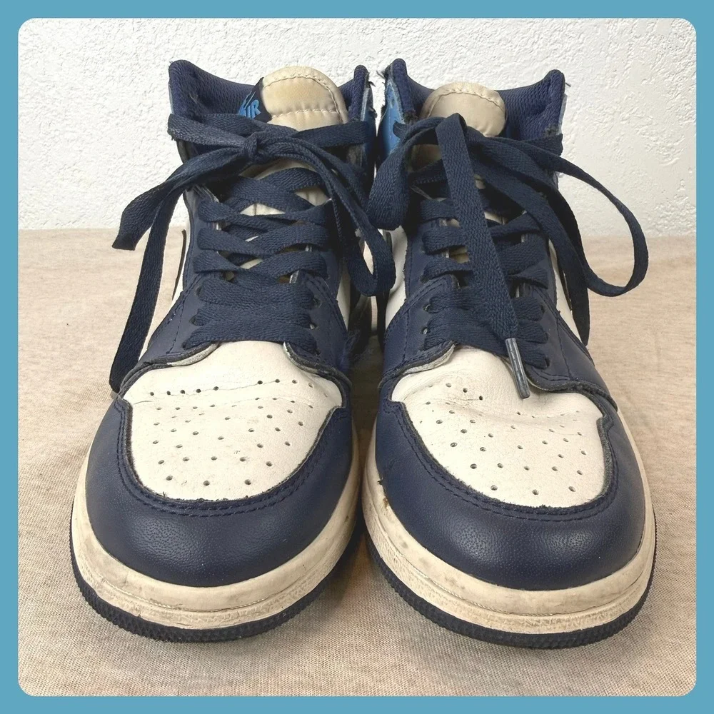 Nike Air Jordan 1 High OG Navy White Light‎ Blue Sneakers DC0774 110 Youth 6Y